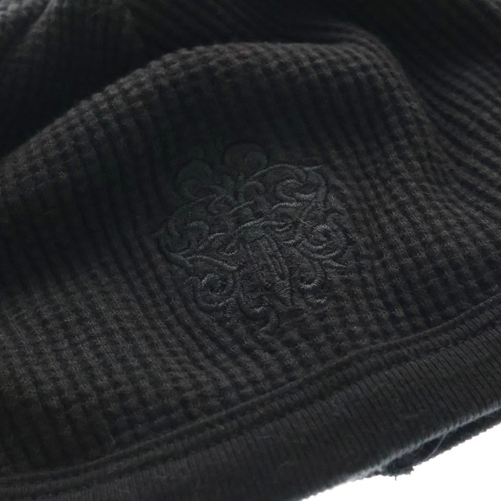 CHROME HEARTS(クロムハーツ) ヴァインダガー オールド ロゴ刺繍 サーマル コットン キャップ ビーニー ブラック