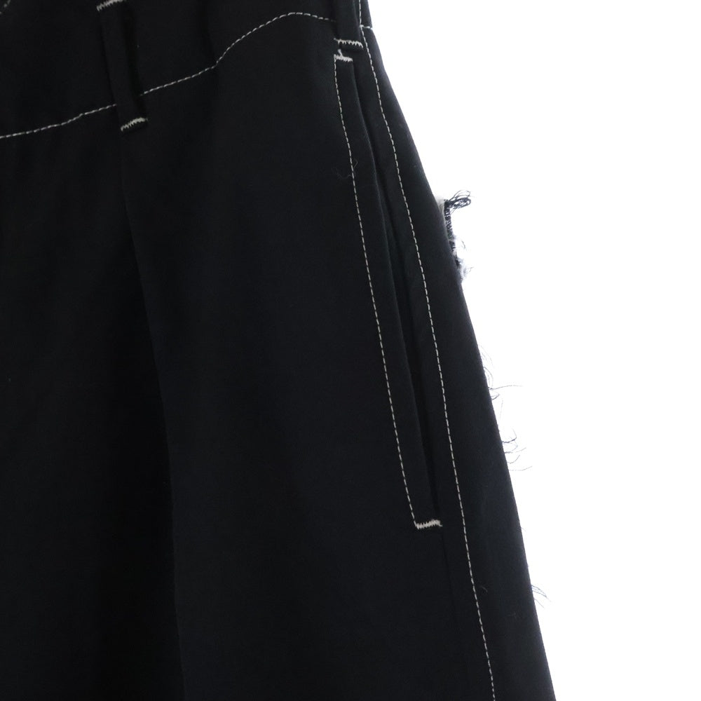 sulvam(サルバム) HI WAIST CUT OFF PANTS ハイウエストカットオフパンツ ブラック SJ-P01-100