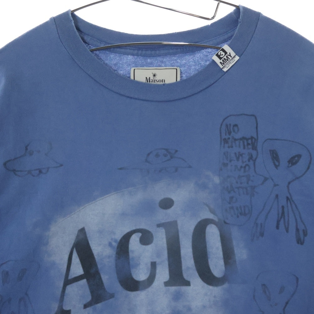 MAISON MIHARAYASUHIRO(メゾンミハラヤスヒロ) DISTRESSED ACID TEE プリント半袖カットソー 半袖Tシャツ ブルー J12TS552