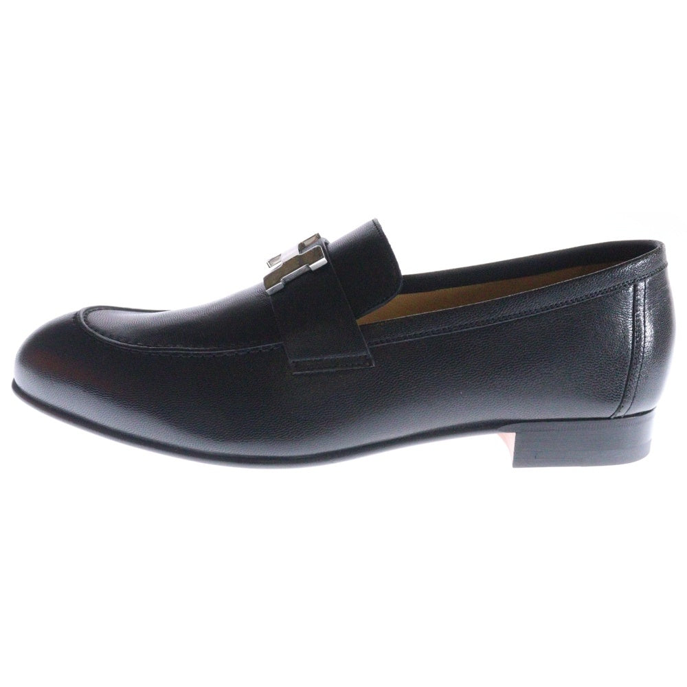 HERMES(エルメス) モカシン パリ シルバー金具 レザー ローファー ブラック AF172368ZA2402