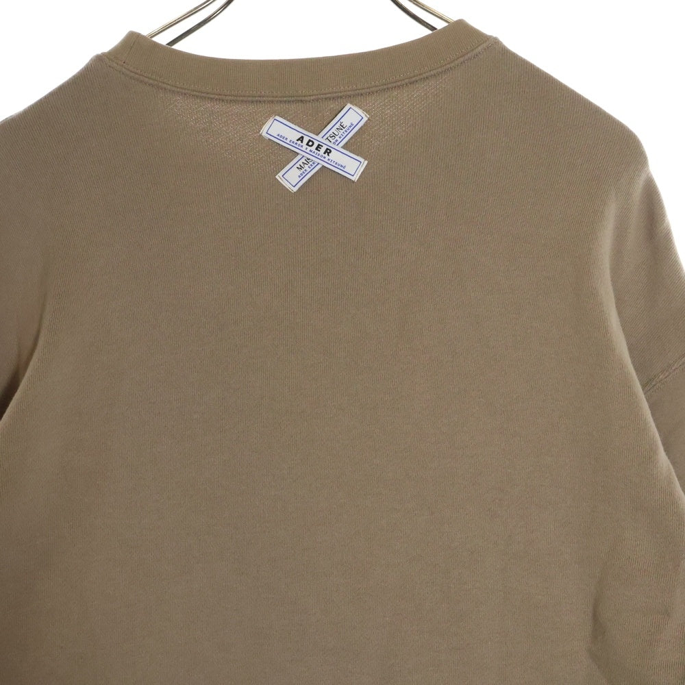 MAISON KITSUNE(メゾンキツネ) 19SS ×ADER ERROR FOX HEAD PATCH Sweatshirt 19KSSTO09WH1 ×アーダーエラー エンブロイダリーロゴ クルーネックスウェットトレーナー ブラウン