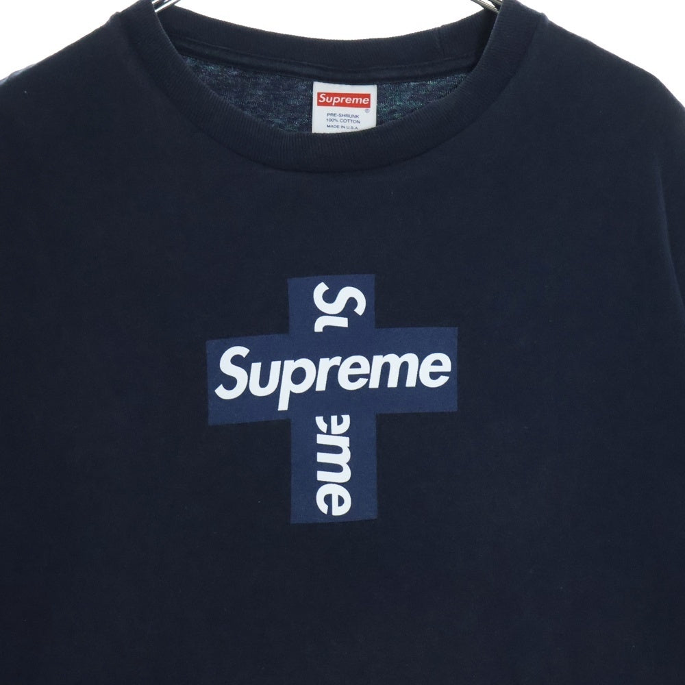 SUPREME(シュプリーム) 20AW Cross Box Logo Tee クロス ボックス ロゴ クルーネック カットソー 半袖Tシャツ ネイビー