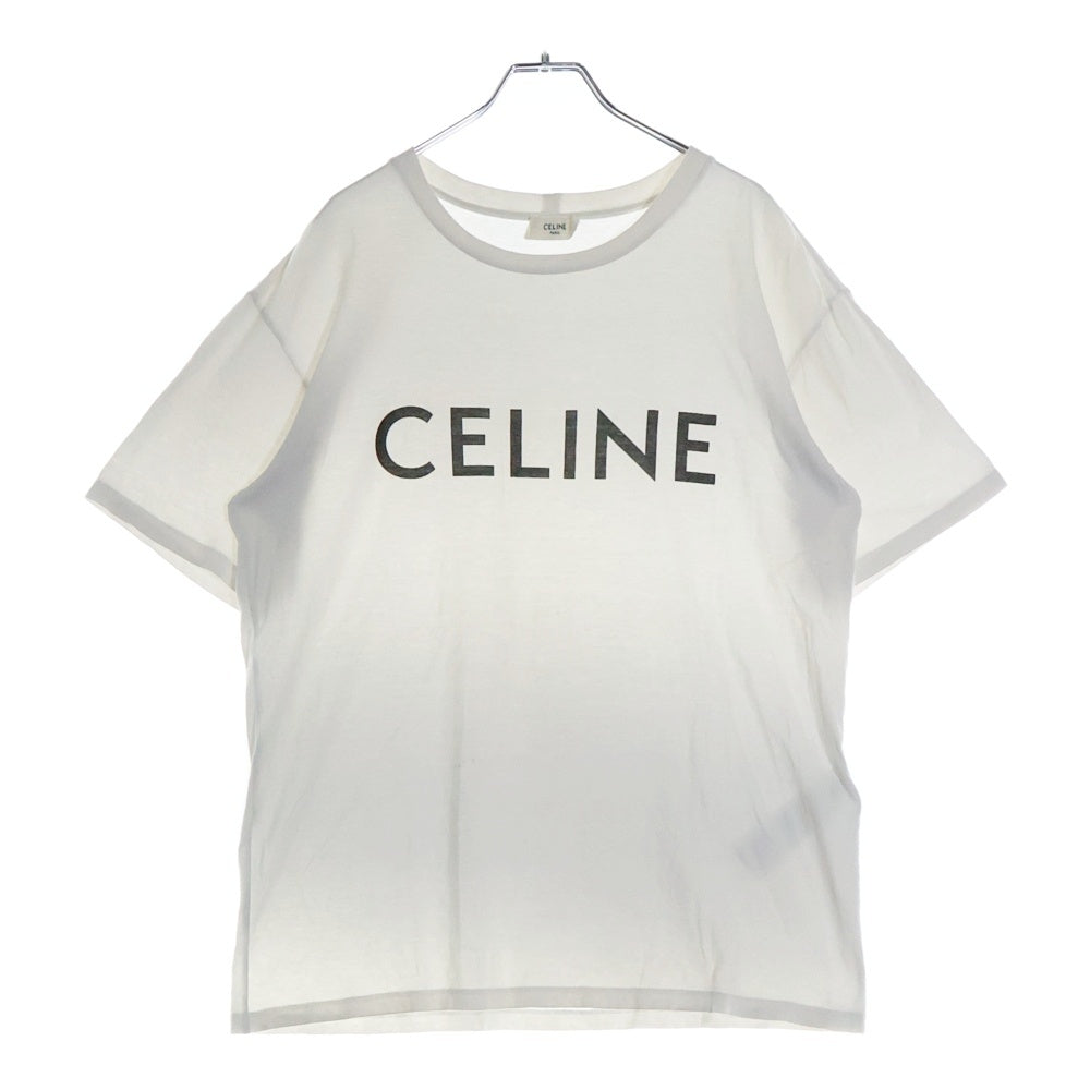 CELINE(セリーヌ) 22AW ルーズフィットロゴプリント クルーネック半袖Tシャツカットソー ホワイト 2X681671Q
