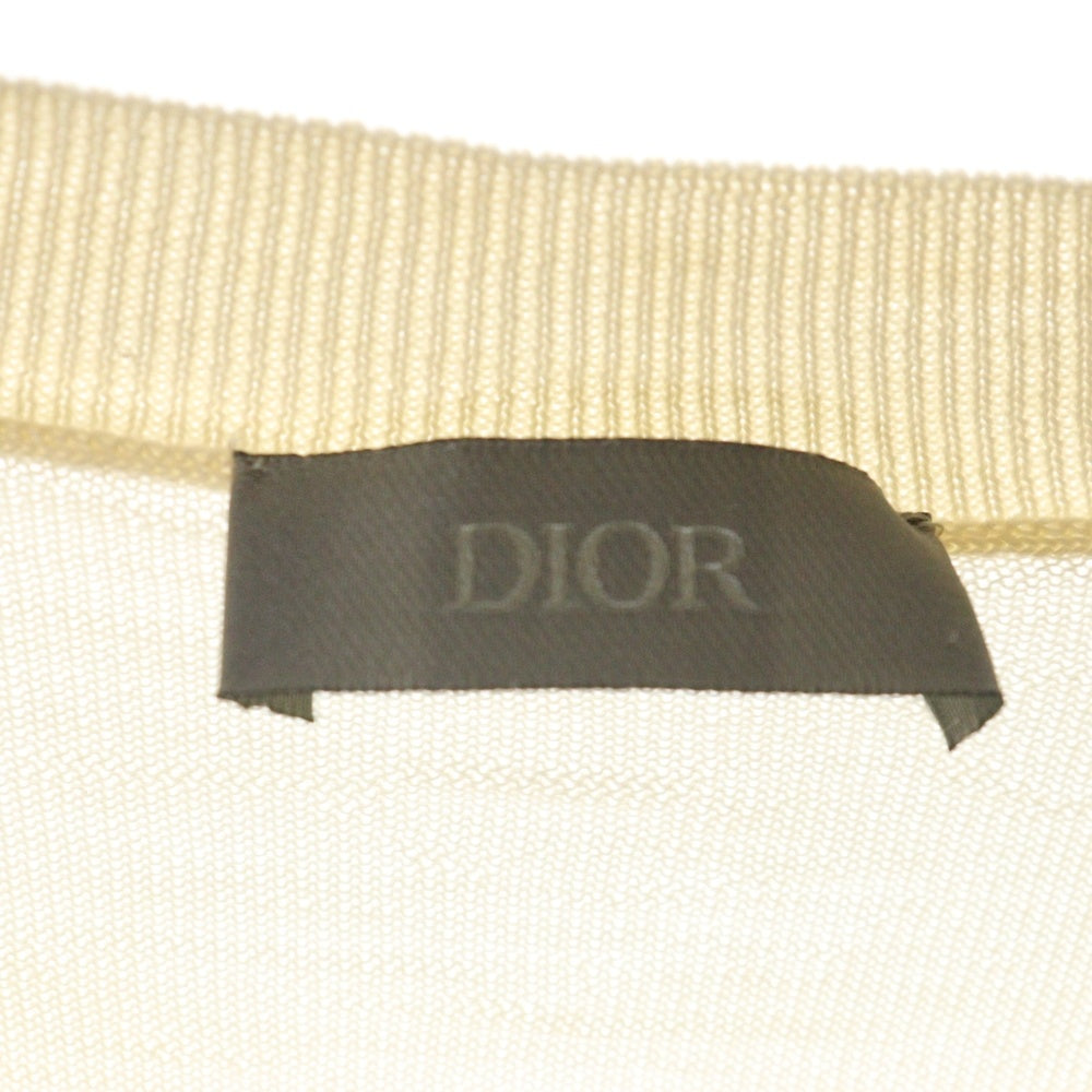 DIOR(ディオール) 21AW ×KENNY SCHARF Silk Scarf Kint 143M655AT293 ×ケニーシャーフ シルクスカーフロゴ クルーネックニットセーター ベージュ