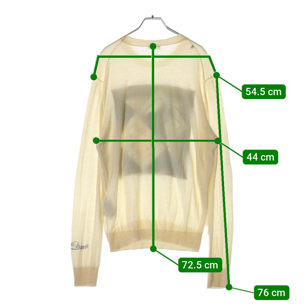 DIOR(ディオール) 21AW ×KENNY SCHARF Silk Scarf Kint 143M655AT293 ×ケニーシャーフ シルクスカーフロゴ クルーネックニットセーター ベージュ