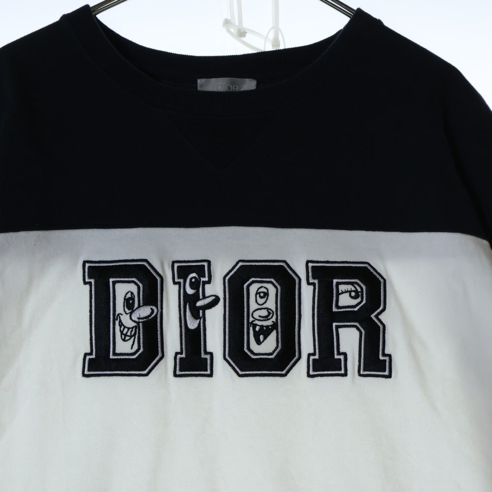 DIOR(ディオール) 21AW ×KENNY SCHARF Oversize Logo T-Shirt 193J646A0554 ×ケニーシャーフ ロゴ刺繍 オーバーサイズ クルーネック半袖Tシャツカットソー ホワイト/ブラック