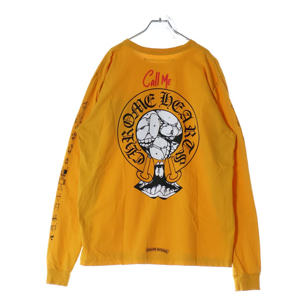 CHROME HEARTS(クロムハーツ) ×MATTY BOY PPO mustard CALL ME T-Shirt ×マッティボーイ コールミー マスタード クルーネック長袖Tシャツカットソー ロングスリーブ ロンT イエロー