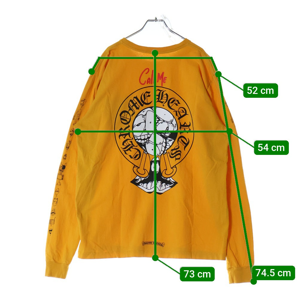 CHROME HEARTS(クロムハーツ) ×MATTY BOY PPO mustard CALL ME T-Shirt ×マッティボーイ コールミー マスタード クルーネック長袖Tシャツカットソー ロングスリーブ ロンT イエロー