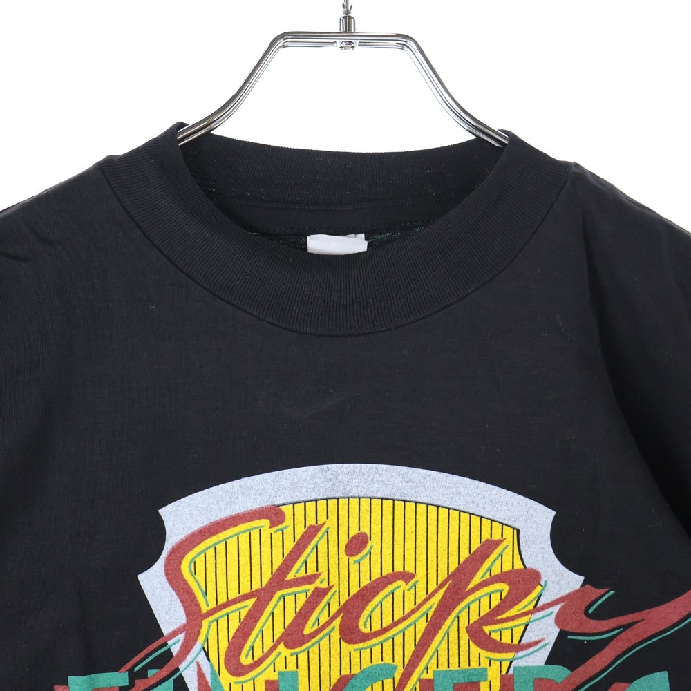 VINTAGE(ヴィンテージ) 90s STICKY FINGERS TEE スティッキーフィンガープリント半袖カットソー 半袖Tシャツ シングルステッチ ブラック