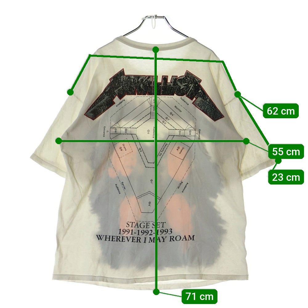 VINTAGE(ヴィンテージ) 90s VINTAGE METALLICA WHEREVER I MAY ROAM メタリカ フロントプリント半袖カットソー 半袖Tシャツ ダブルステッチ ホワイト