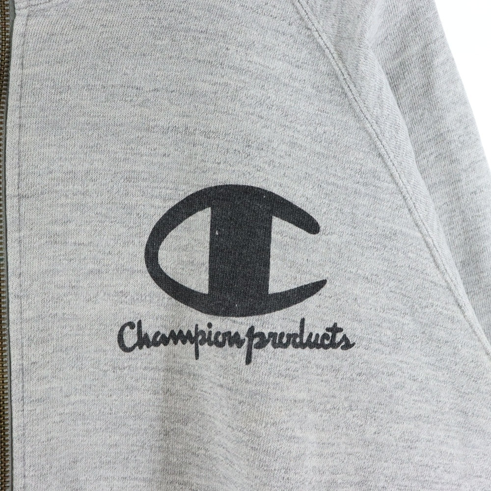 CHAMPION(チャンピオン) 90s VINTAGE LOGO PRINT HOODIE ロゴプリントジップアップパーカー フーディー グレー