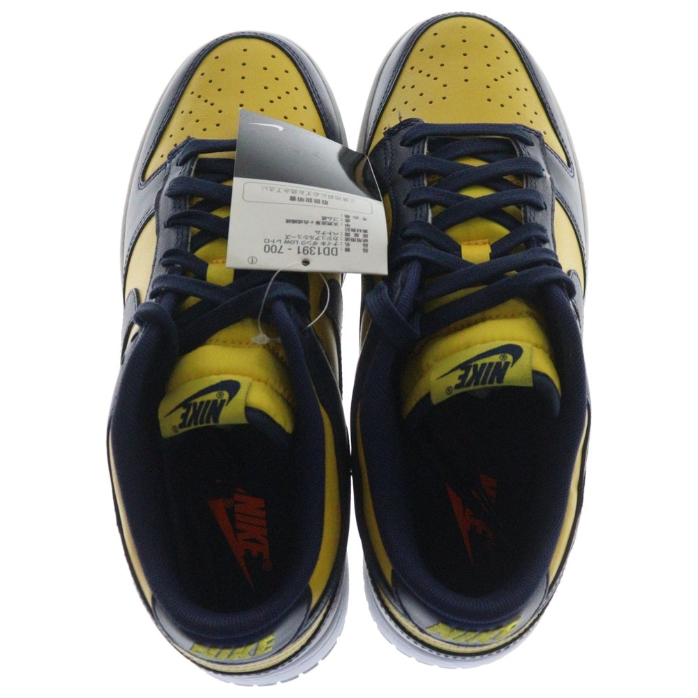 NIKE(ナイキ) DUNK LOW MICHIGAN DD1391-700 ダンク ミシガン ローカットスニーカー シューズ ネイビー/イエロー US8/26cm