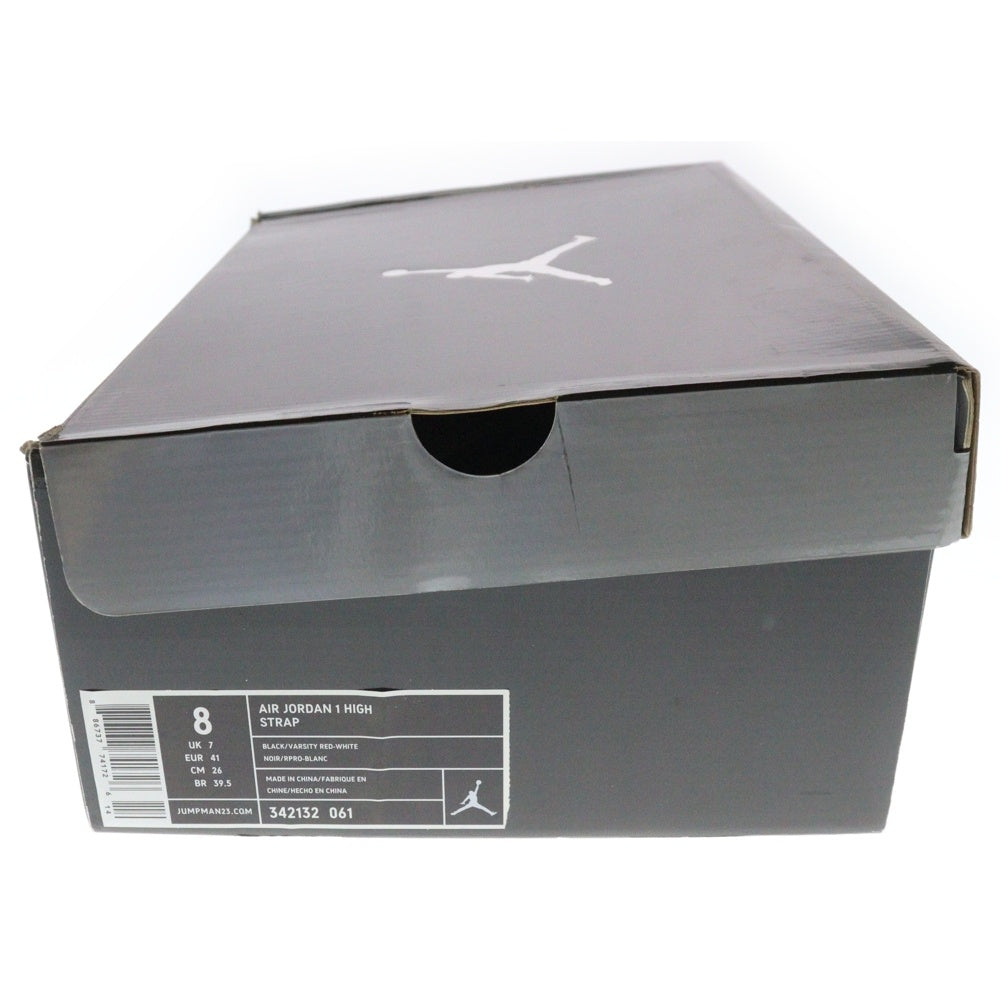 NIKE(ナイキ) 【観賞用2008年製】 AIR JORDAN 1 HIGH STRAP BRED 342132-061 エアジョーダン 1 ストラップ ブレッド ハイカットスニーカー シューズ ブラック/レッド US8/26cm