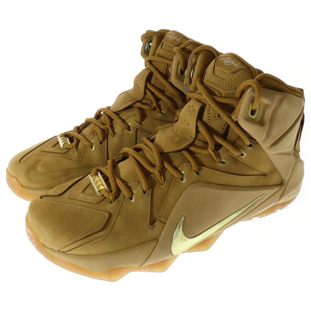 NIKE(ナイキ) 【観賞用 2014年製】 LEBRON 12 EXT QS WHEAT 744287-700 レブロン12 エクステンション クイックストライク ハイカットスニーカー シューズ ブラウン US8/26cm