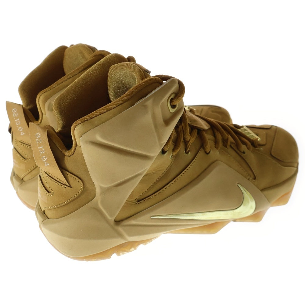 NIKE(ナイキ) 【観賞用 2014年製】 LEBRON 12 EXT QS WHEAT 744287-700 レブロン12 エクステンション クイックストライク ハイカットスニーカー シューズ ブラウン US8/26cm