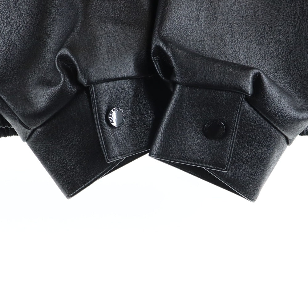 A FEW GOOD KIDS(アフュー グッド キッズ) LEATHER JACKET レザージャケット バックロゴ刺繍 ブルゾン ブラック/イエロー