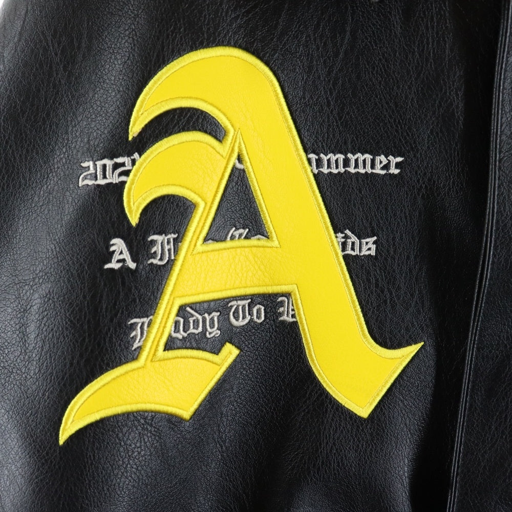 A FEW GOOD KIDS(アフュー グッド キッズ) LEATHER JACKET レザージャケット バックロゴ刺繍 ブルゾン ブラック/イエロー