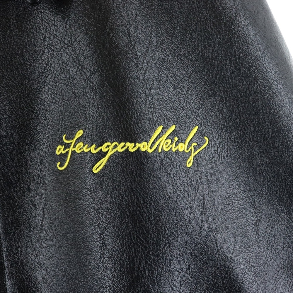 A FEW GOOD KIDS(アフュー グッド キッズ) LEATHER JACKET レザージャケット バックロゴ刺繍 ブルゾン ブラック/イエロー