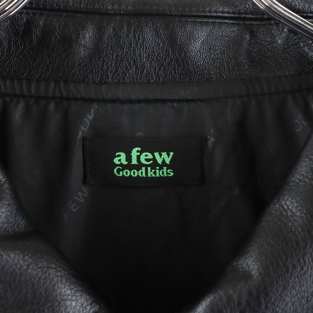 A FEW GOOD KIDS(アフュー グッド キッズ) LEATHER JACKET レザージャケット バックロゴ刺繍 ブルゾン ブラック/イエロー