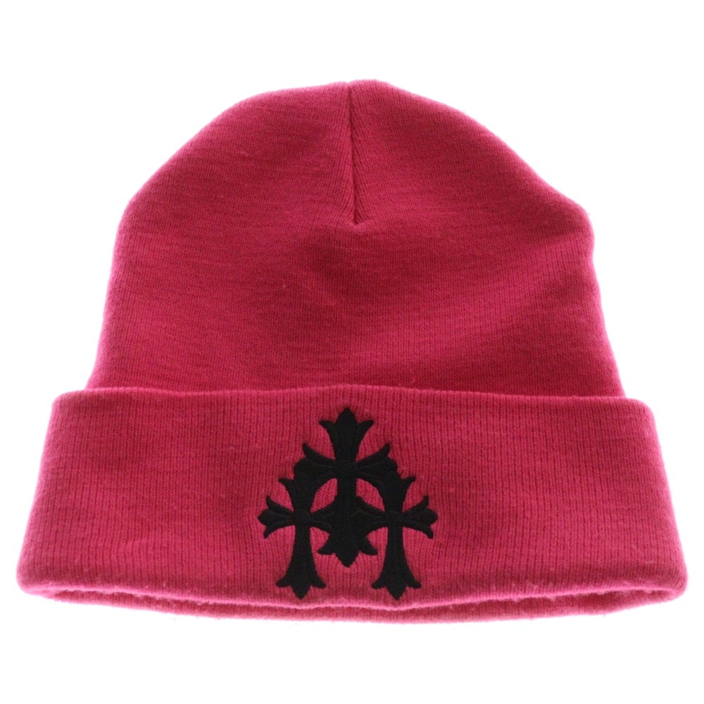 CHROME HEARTS(クロムハーツ) WATCH CAP 3 CH CRS NEON セメタリークロス刺繍ビーニーキャップ帽子 ニットキャップ ピンク