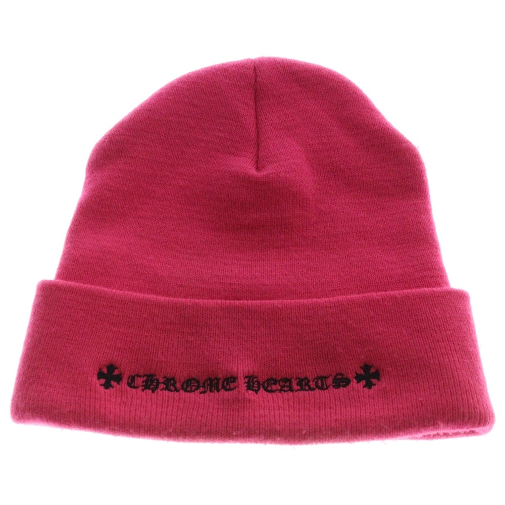 CHROME HEARTS(クロムハーツ) WATCH CAP 3 CH CRS NEON セメタリークロス刺繍ビーニーキャップ帽子 ニットキャップ ピンク