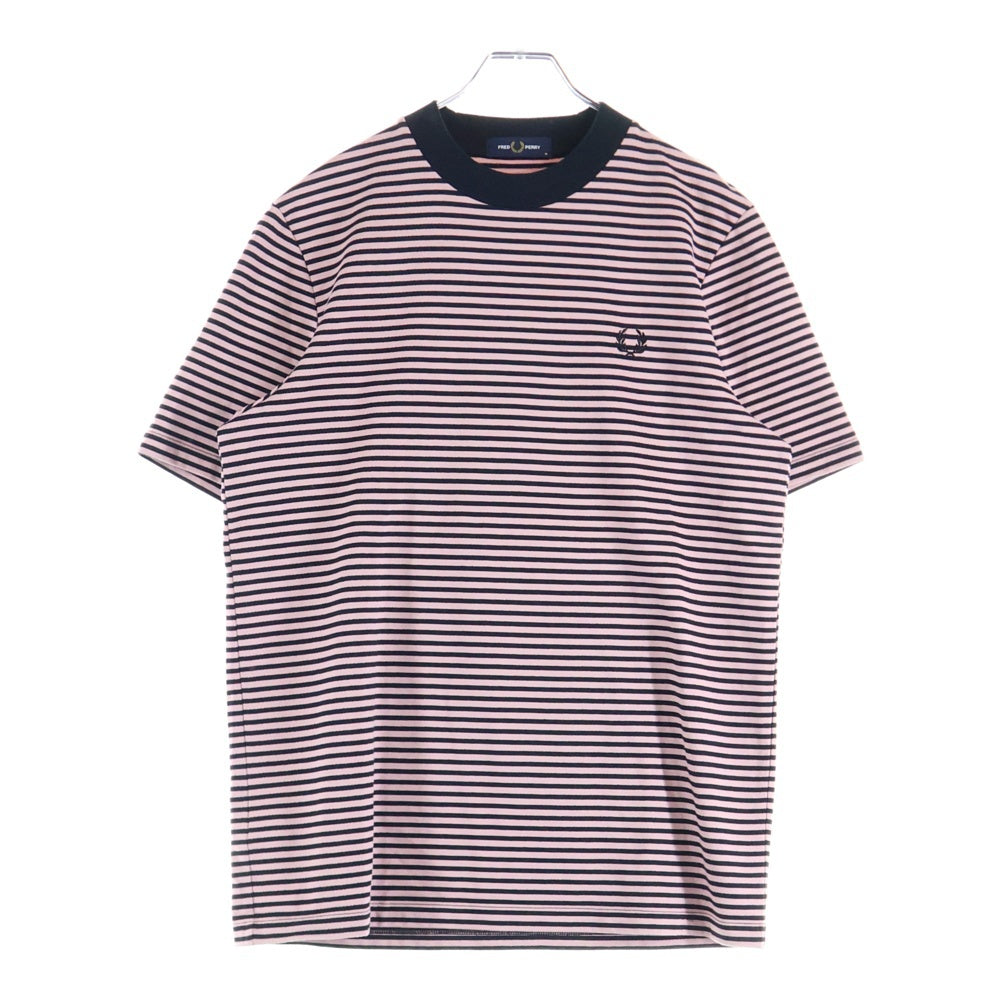 FRED PERRY(フレッドペリー) FINE STRIPE T-SHIRT ファインストライプ半袖カットソー 半袖Tシャツ ブラック/ピンク M6581 T89 01885 423