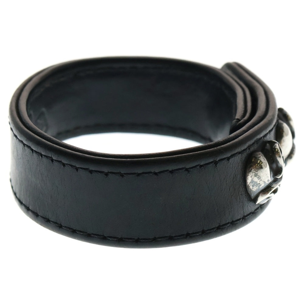 CHROME HEARTS(クロムハーツ) 3BTN 2SNP ハート 3ボタン2スナップ レザーブレスレット ブラック/シルバー
