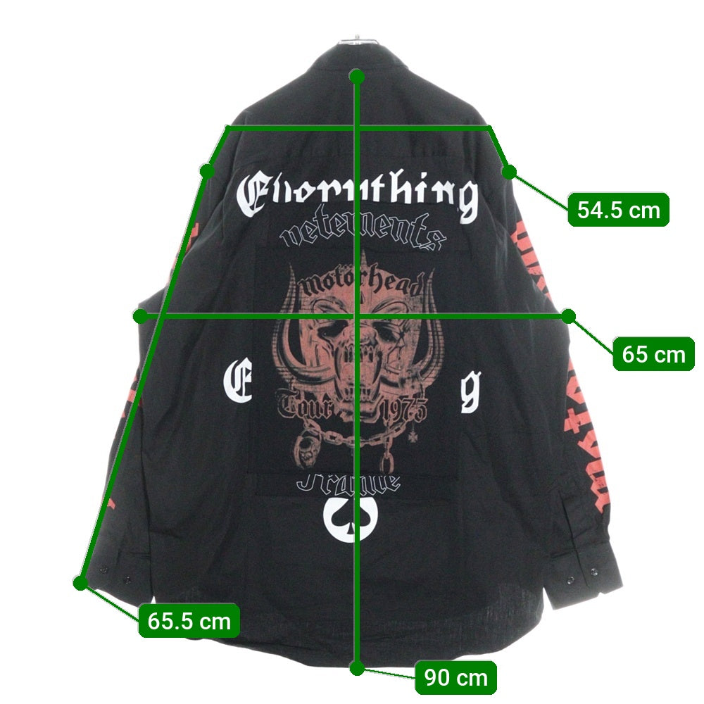 VETEMENTS(ヴェトモン) モーターヘッドプリント オーバーサイズ 長袖シャツ ブラック UE64SH240B