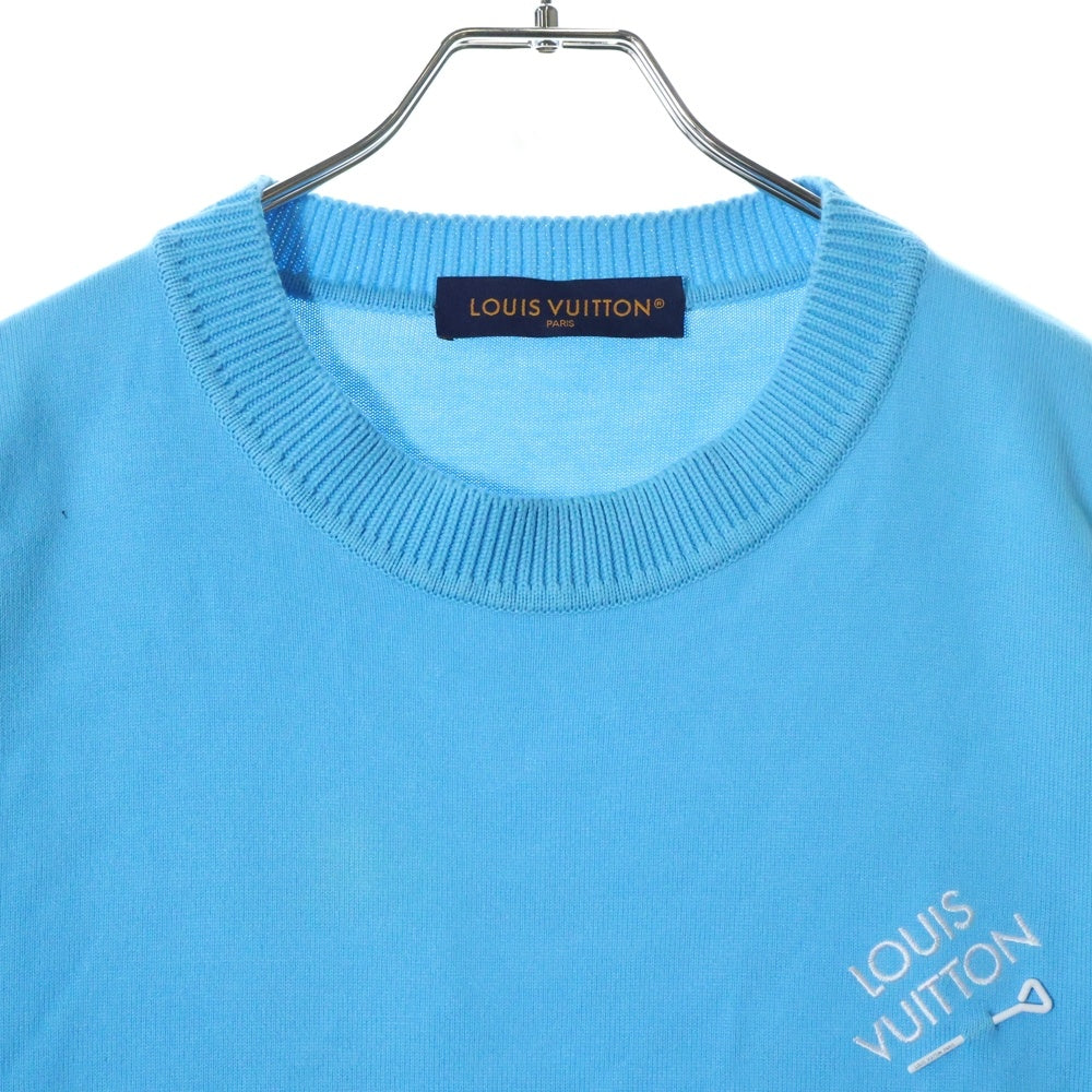 LOUIS VUITTON(ルイヴィトン) 23AW エンブロイダードシグネチャーショートスリーブクルーネック半袖Tシャツカットソー ブルー RM232Q OY8 HNN42W