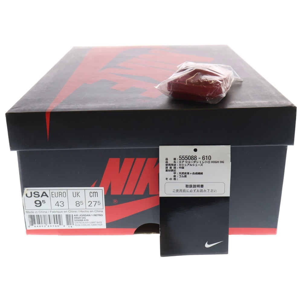 NIKE(ナイキ) AIR JORDAN 1 RETRO HIGH OG BRED TOE 555088-610 エアジョーダン1 ブレッドトゥ ハイカットスニーカー レッド/ブラック US9.5/27.5cm