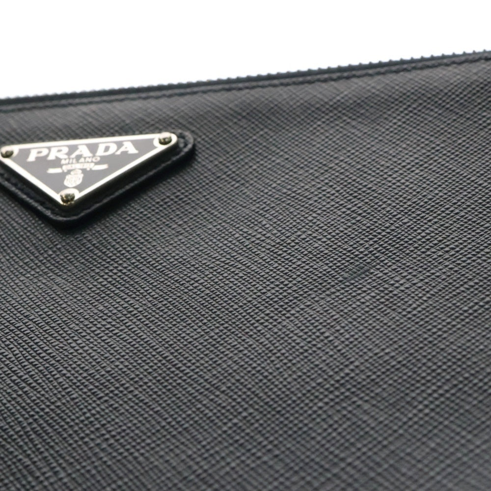PRADA(プラダ) サフィアーノ トライアングルロゴ クラッチバッグ セカンドバッグ ネイビー
