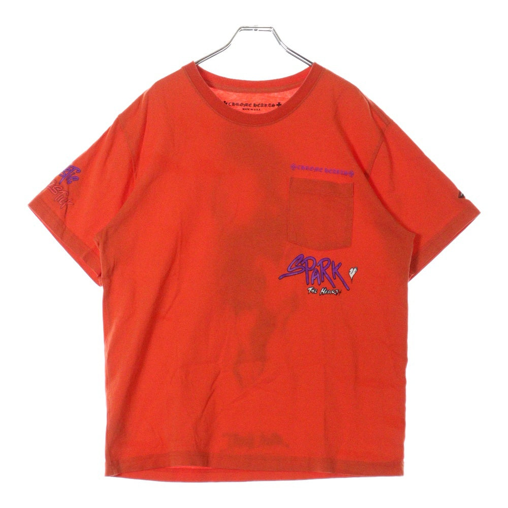 CHROME HEARTS(クロムハーツ) ×MATTY BOY PPO SPARK THE HEART T-SHRTS マッティボーイ プリントスパークザハートクルーネック半袖Tシャツカットソー レッド