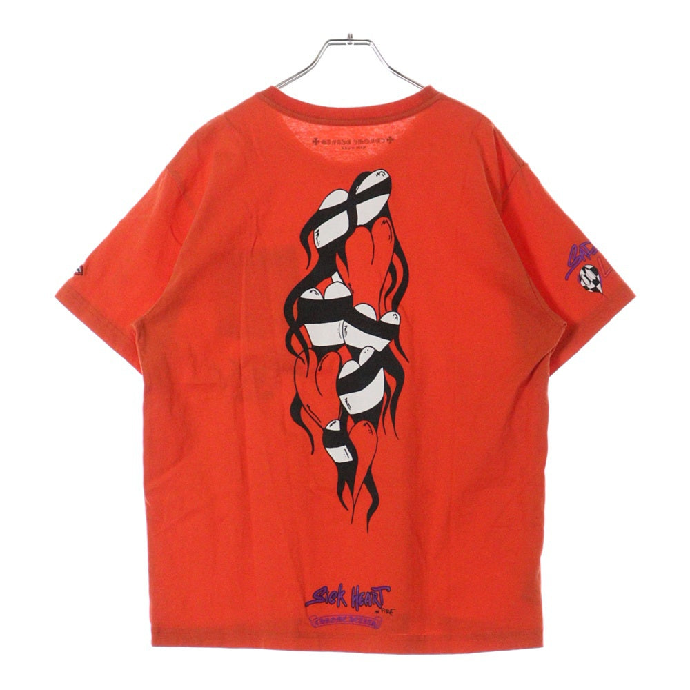 CHROME HEARTS(クロムハーツ) ×MATTY BOY PPO SPARK THE HEART T-SHRTS マッティボーイ プリントスパークザハートクルーネック半袖Tシャツカットソー レッド