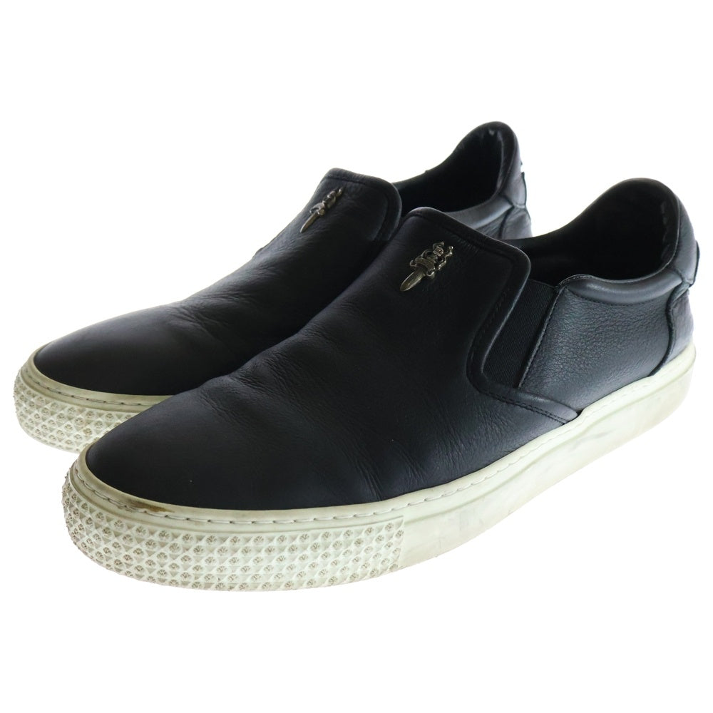 CHROME HEARTS(クロムハーツ) SLIP ON BLK CALF スリッポン CHプラスレザーパッチダガー付レザースニーカー ブラック