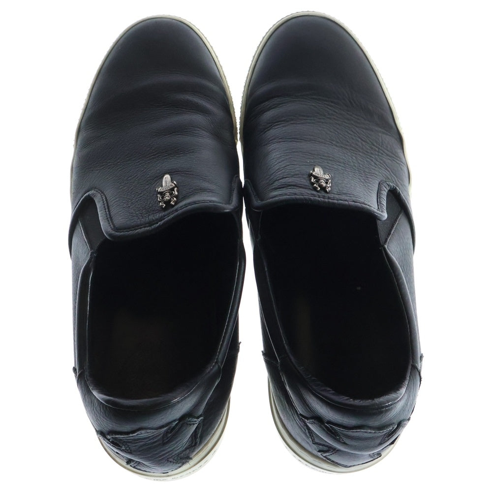 CHROME HEARTS(クロムハーツ) SLIP ON BLK CALF スリッポン CHプラスレザーパッチダガー付レザースニーカー ブラック