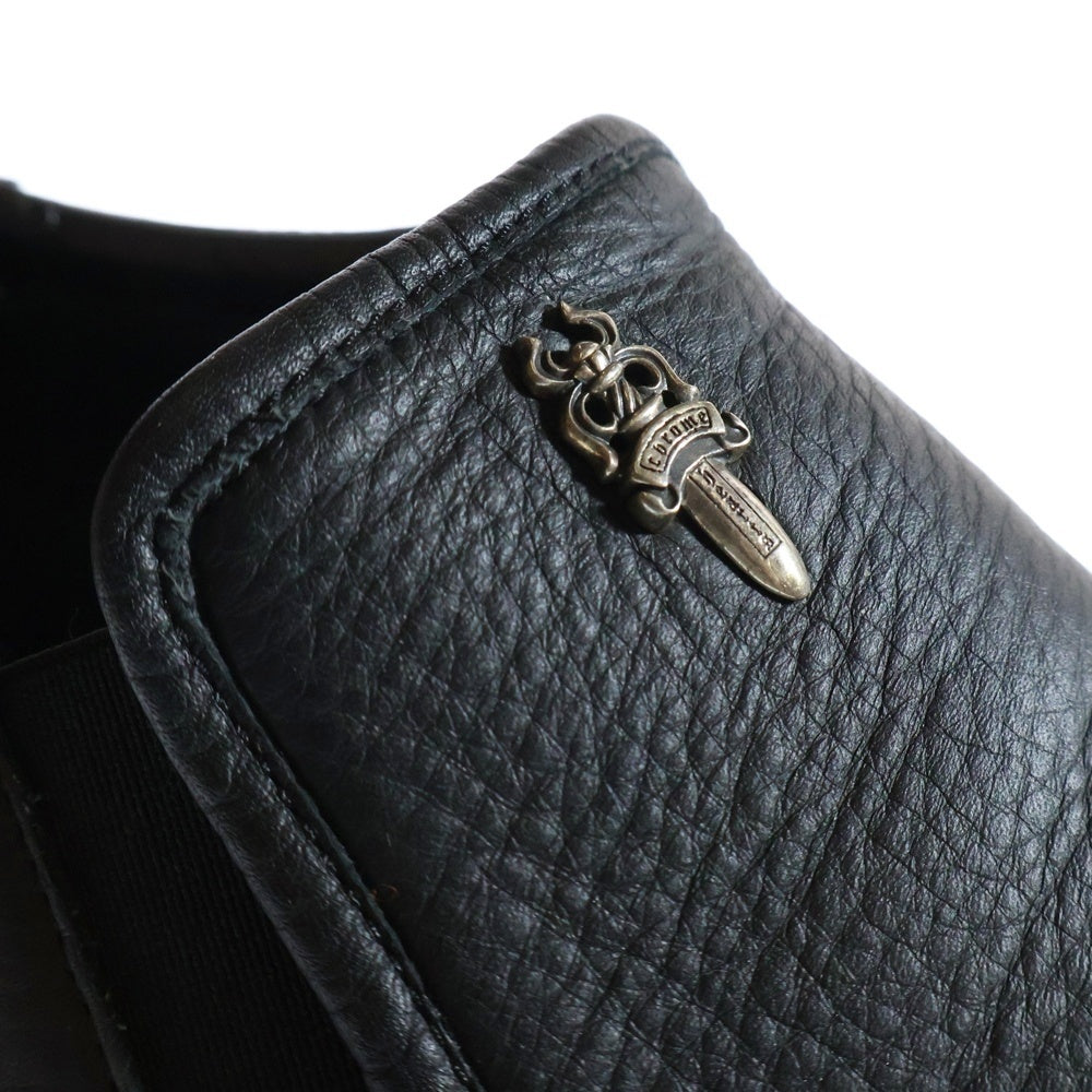 CHROME HEARTS(クロムハーツ) SLIP ON BLK CALF スリッポン CHプラスレザーパッチダガー付レザースニーカー ブラック
