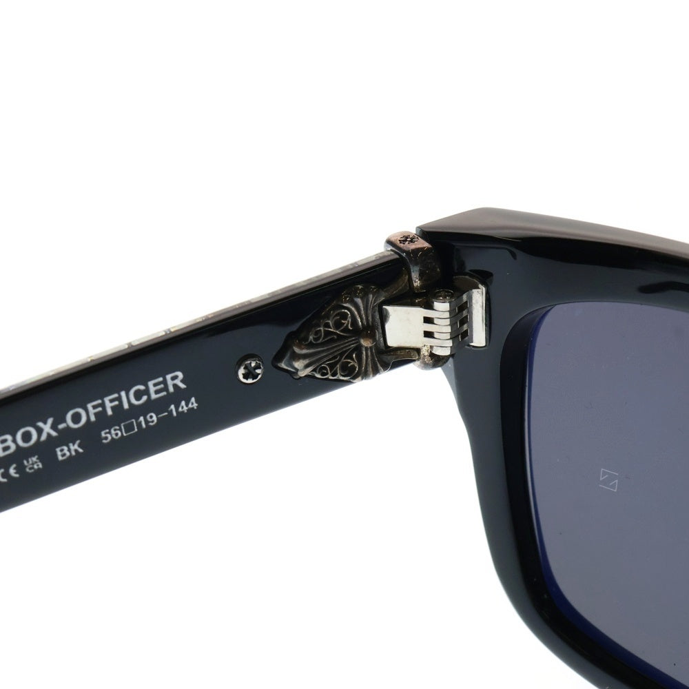 CHROME HEARTS(クロムハーツ) BOX-OFFICER ダガーテンプル装飾 デモレンズ ブラックフレーム サングラス アイウェア ブラック/シルバー 56□19-144