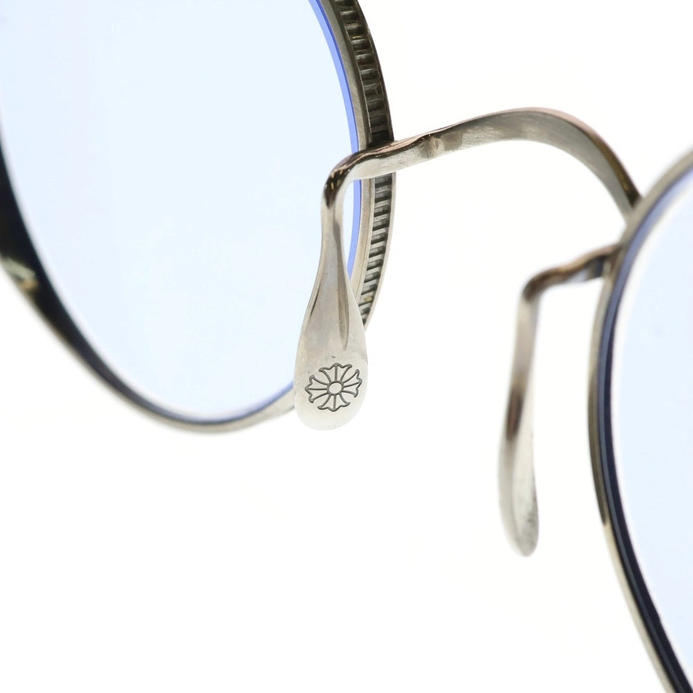 CHROME HEARTS(クロムハーツ) VAGASOREASS サイドクロステンプル ラウンドフレーム アイウェア サングラス 度入り シルバー 48□22‐147
