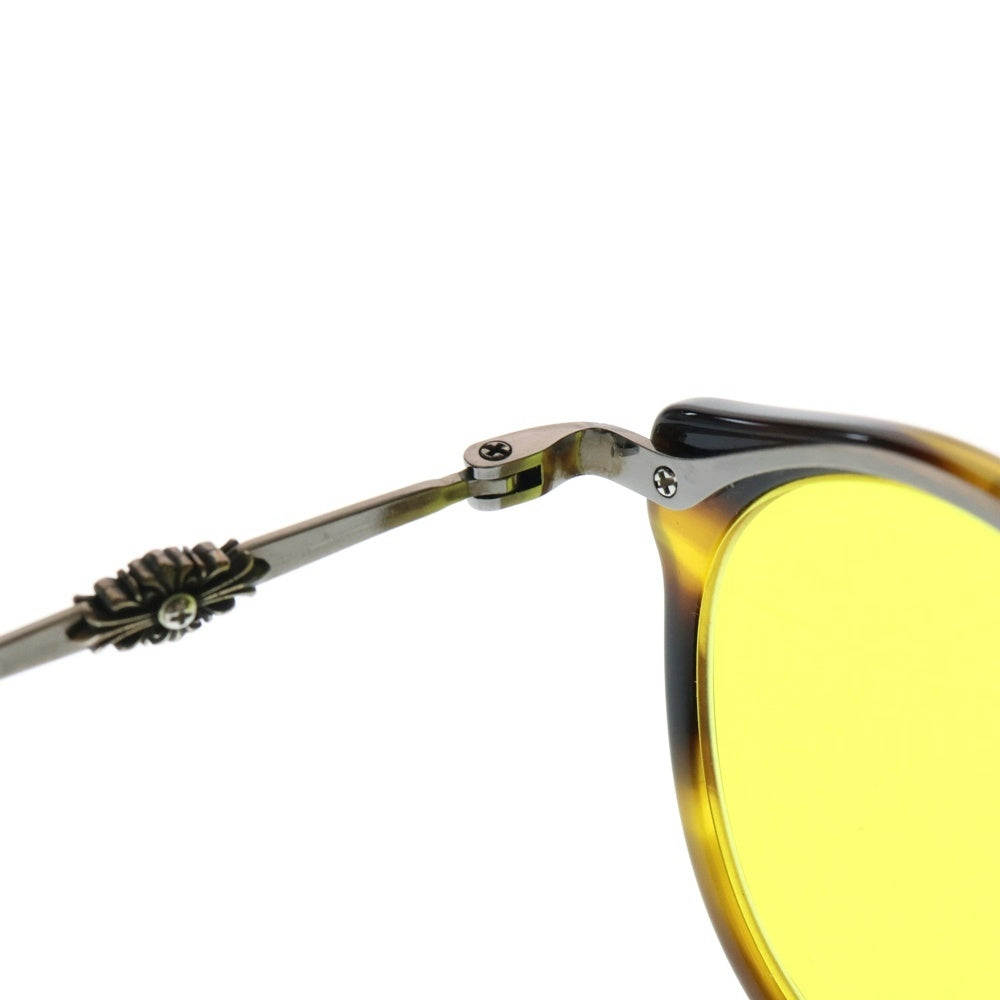CHROME HEARTS(クロムハーツ) DIG BIG ディッグビッグ ボストンサングラス アイウェア 度入り ブラウン/イエロー/シルバー 45□23‐138