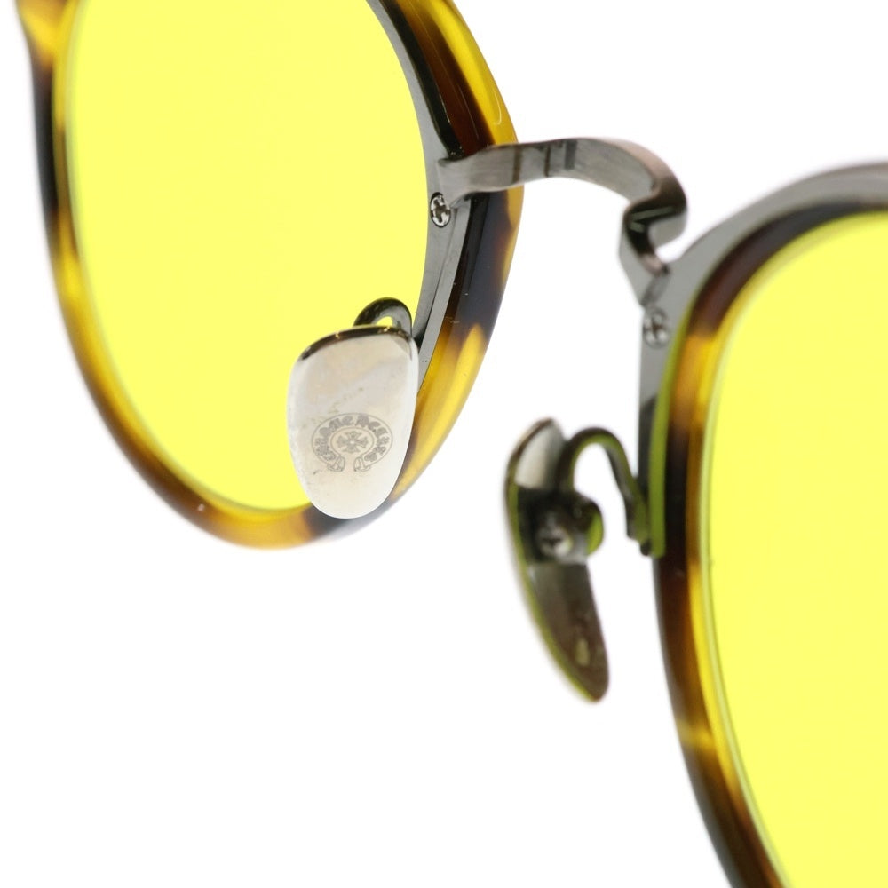 CHROME HEARTS(クロムハーツ) DIG BIG ディッグビッグ ボストンサングラス アイウェア 度入り ブラウン/イエロー/シルバー 45□23‐138