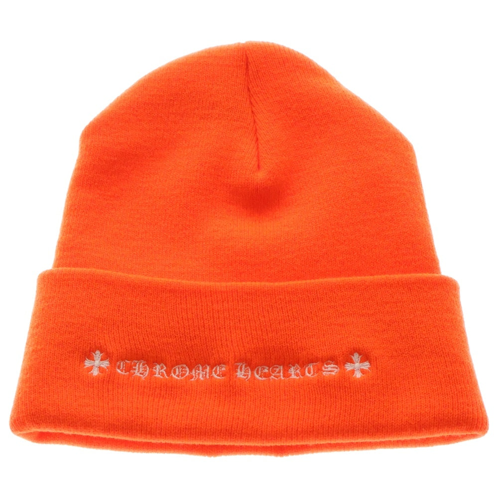 CHROME HEARTS(クロムハーツ) WATCH CAP ウール ワッチキャップ トリプルクロスステッチ ビーニー帽子 オレンジ/ホワイト