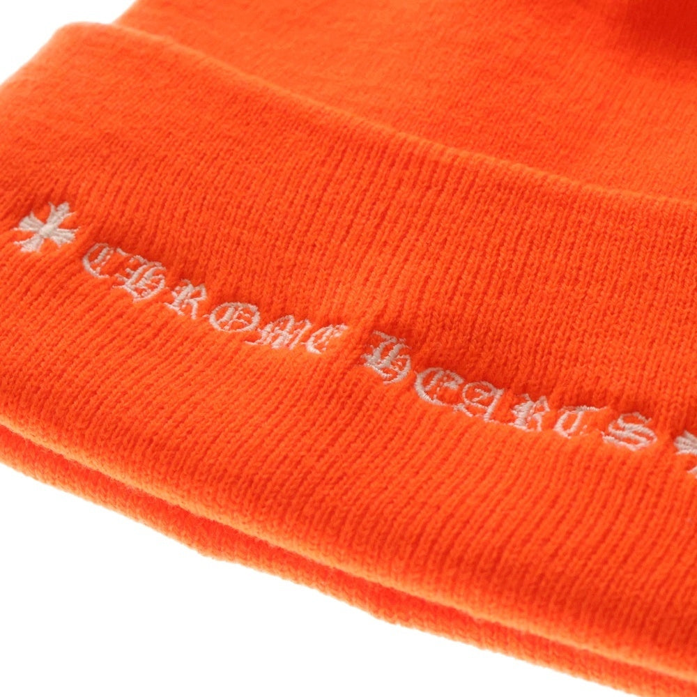 CHROME HEARTS(クロムハーツ) WATCH CAP ウール ワッチキャップ トリプルクロスステッチ ビーニー帽子 オレンジ/ホワイト