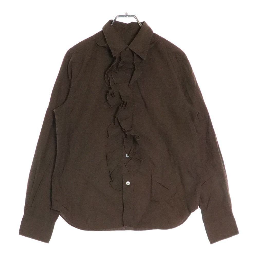 tricot COMME des GARCONS(トリコ コム デ ギャルソン) 02AW AD2002 フリルデザイン ロングスリーブ シャツ 長袖 ブラウス ブラウン TG-B017