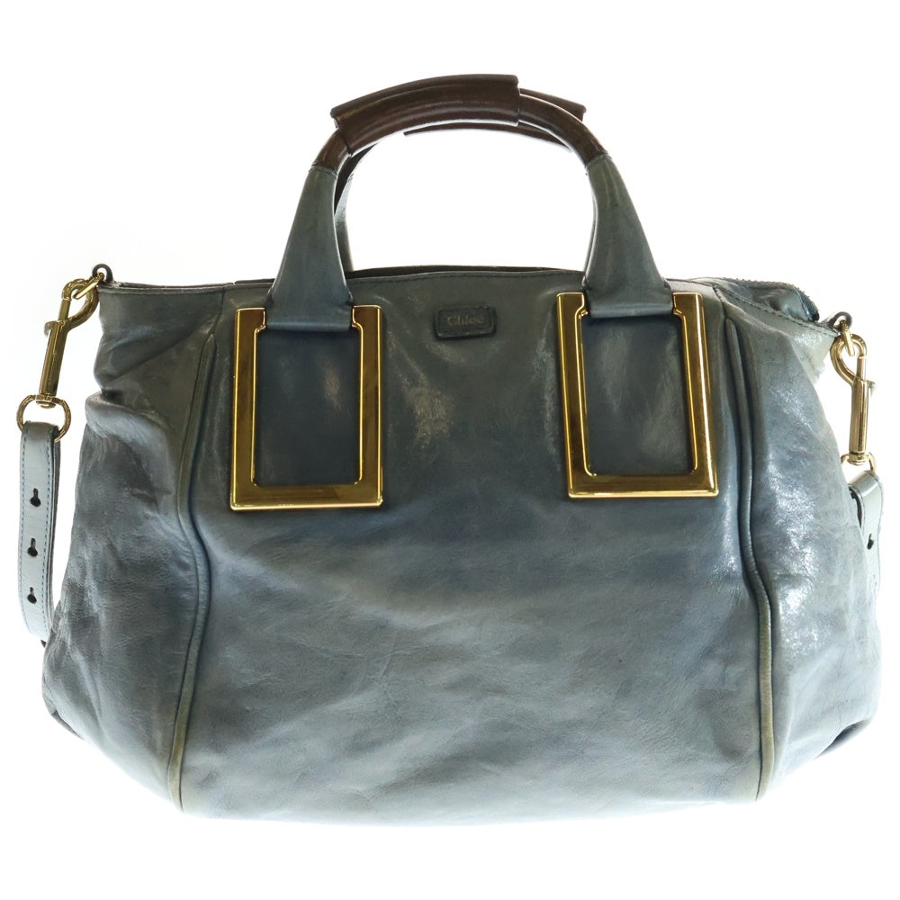 Chloe(クロエ) 2WAY エテル ショルダーバッグ ハンドバッグ レザー グレー