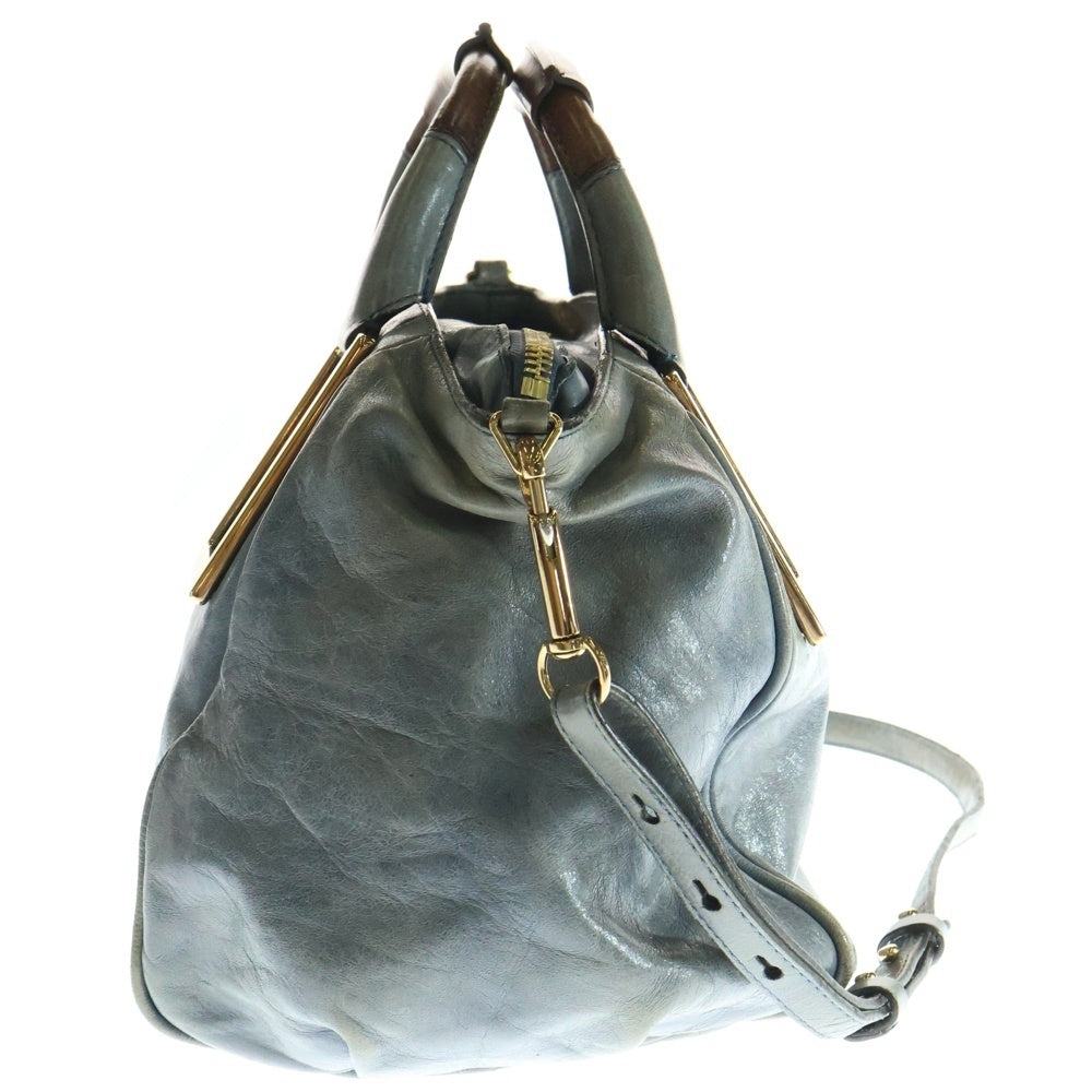 Chloe(クロエ) 2WAY エテル ショルダーバッグ ハンドバッグ レザー グレー