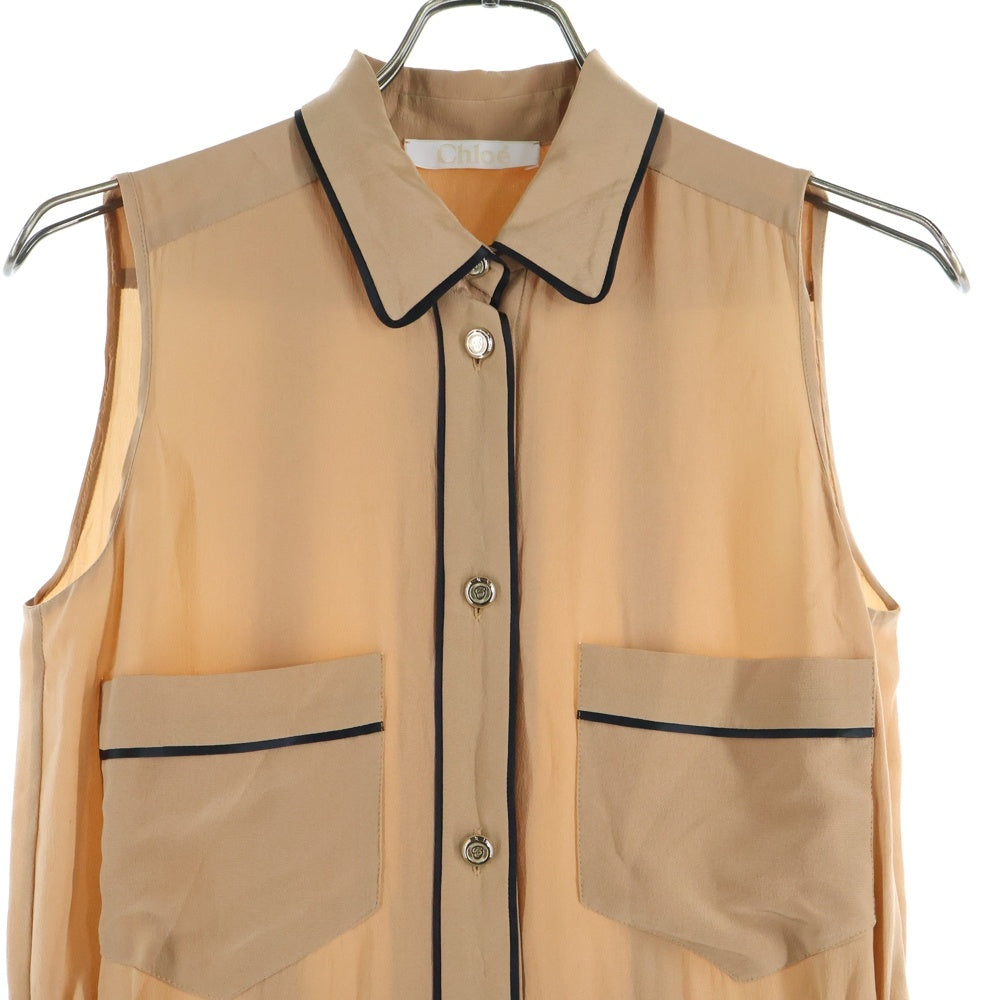 Chloe(クロエ) シルクロングノースリーブワンピース ベージュ 12SRO24-12S004