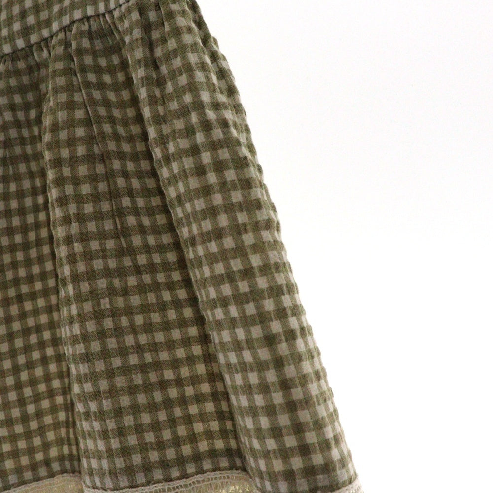 Chloe(クロエ) コットンリネンギンガムチェックロングスカート カーキ D-OS 0021 レディース