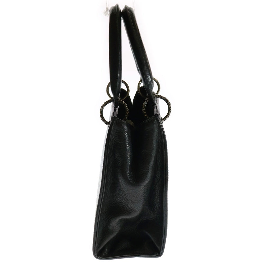 CHROME HEARTS(クロムハーツ) スクロールバンド レザー ハンドバッグ ブラック