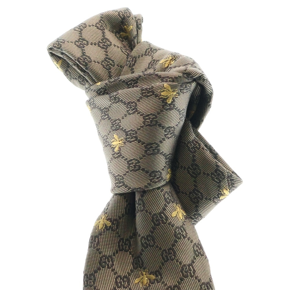 GUCCI(グッチ) GG BEES SILK TIE GGビー ナロー シルクタイ ネクタイ ブラウン 545078 4E002