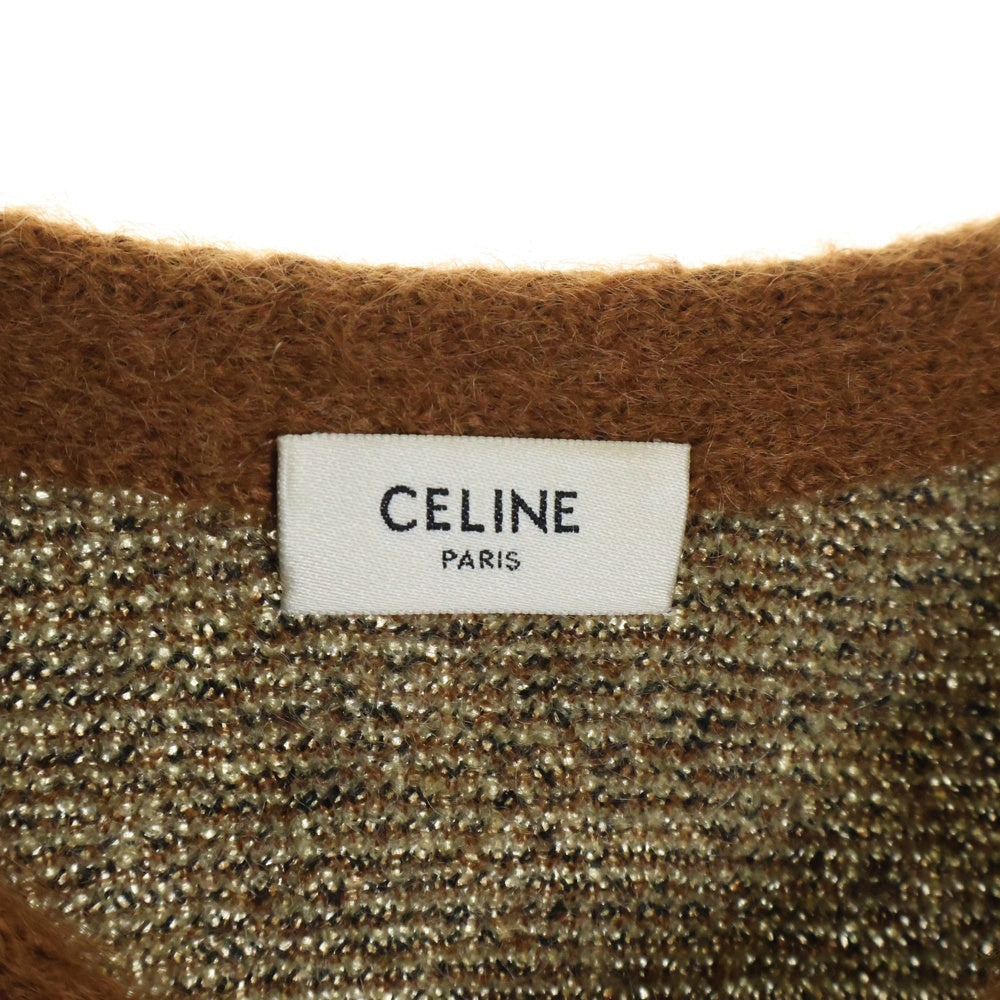 CELINE(セリーヌ) ビジューボタンブラッシュドモヘア ニットカーディガン ブラウン 2AH13439U